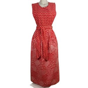 Vintage 70s Bandana Cotton Apron Wrap Maxi Dress